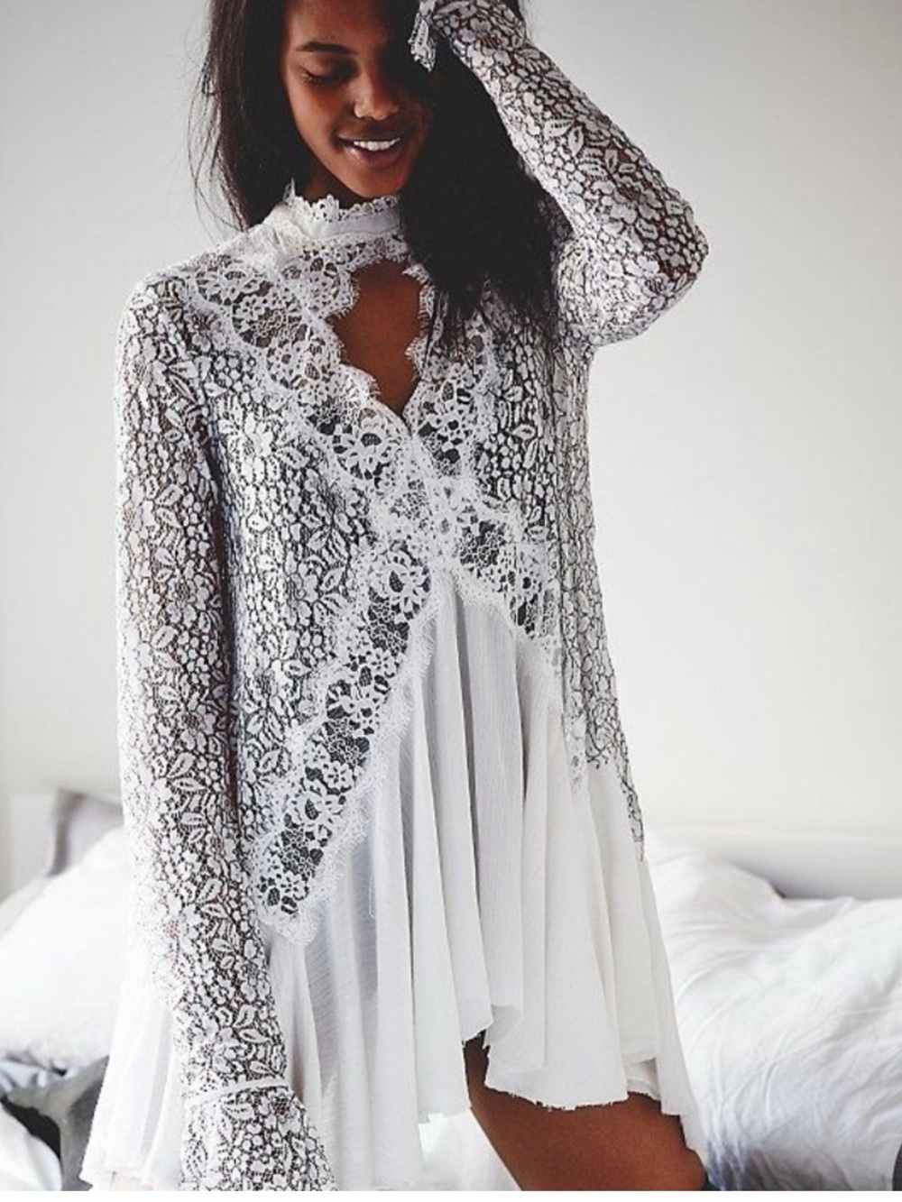 Free People White Lace Tunic
